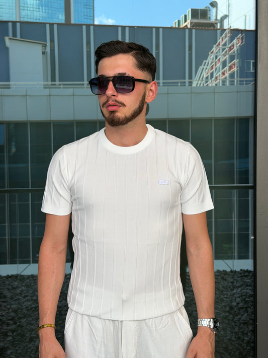 HILLS Çizgili Fit Doku Kısa Kollu T-Shirt / Triko T-Shirt