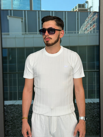 HILLS Çizgili Fit Doku Kısa Kollu T-Shirt / Triko T-Shirt