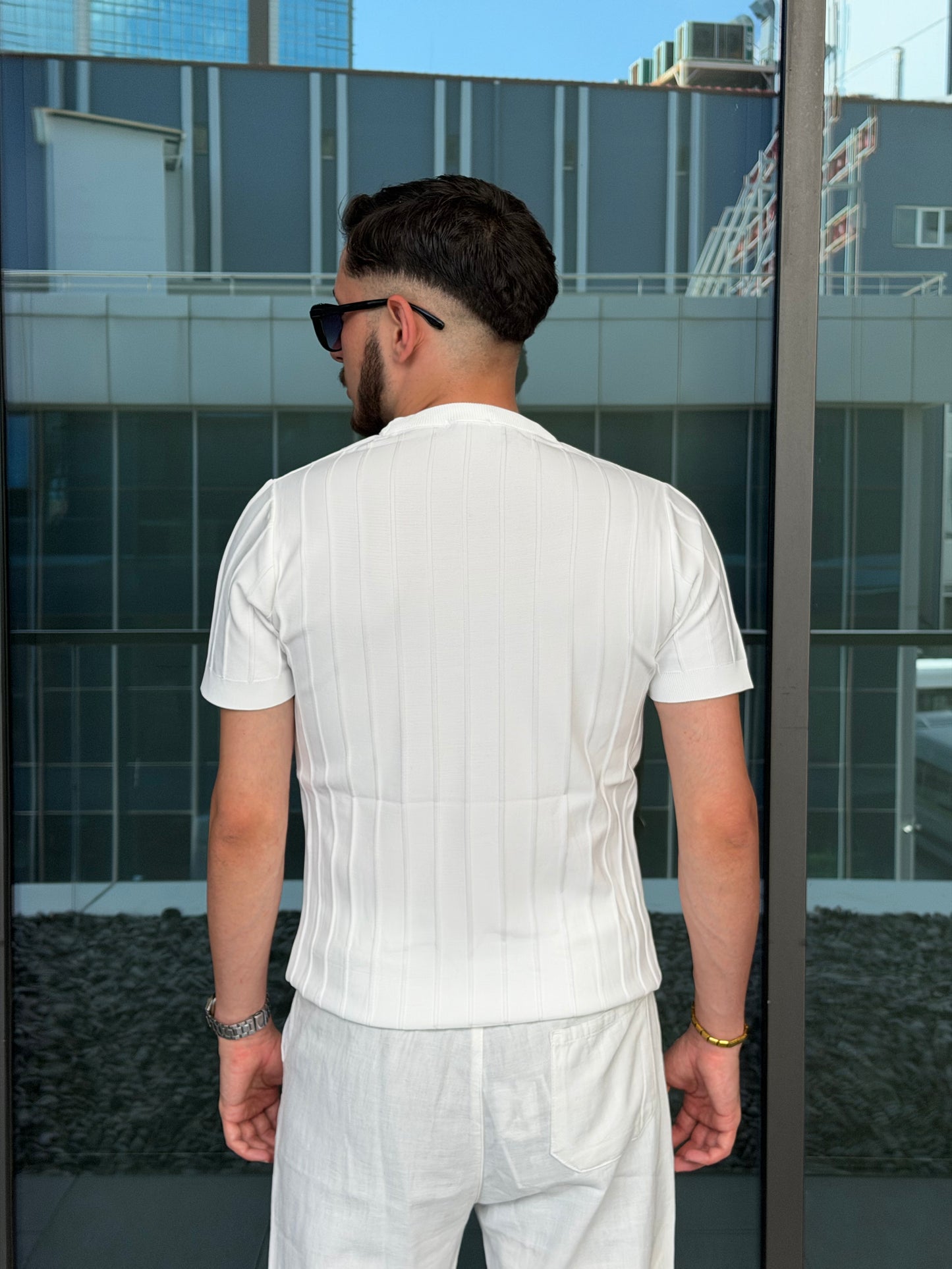 HILLS Çizgili Fit Doku Kısa Kollu T-Shirt / Triko T-Shirt
