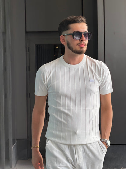 HILLS Çizgili Fit Doku Kısa Kollu T-Shirt / Triko T-Shirt