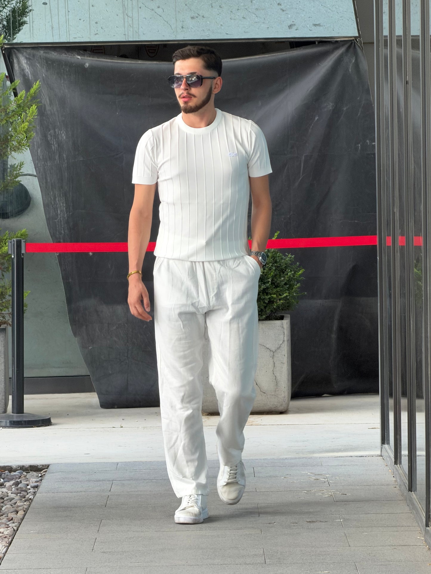 HILLS Çizgili Fit Doku Kısa Kollu T-Shirt / Triko T-Shirt