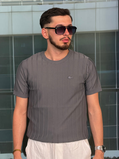 HILLS Çizgili Fit Doku Kısa Kollu T-Shirt / Triko T-Shirt