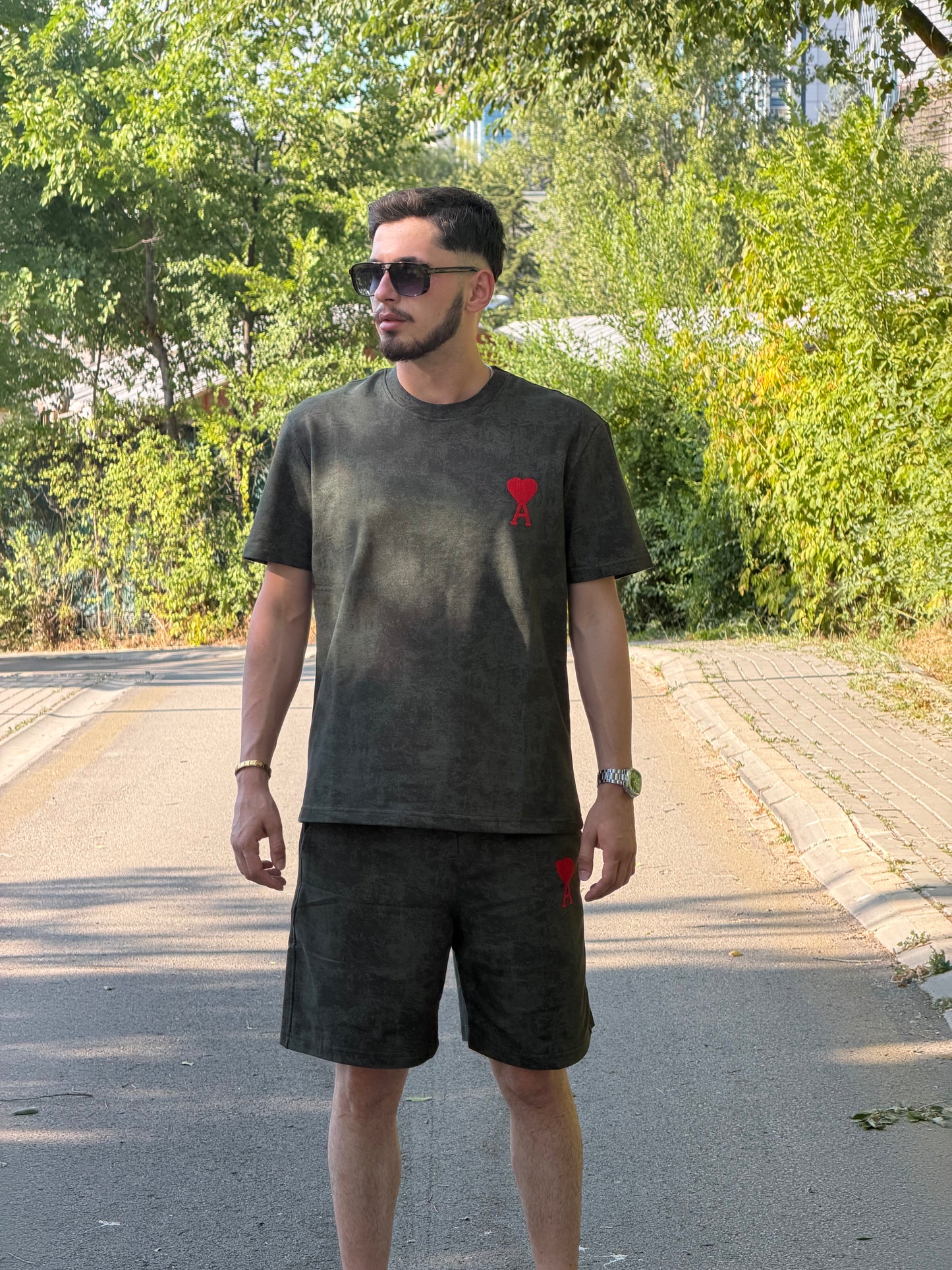 HILLS LABEL Erkek Premium T-Shirt & Şort Takım – Haki
