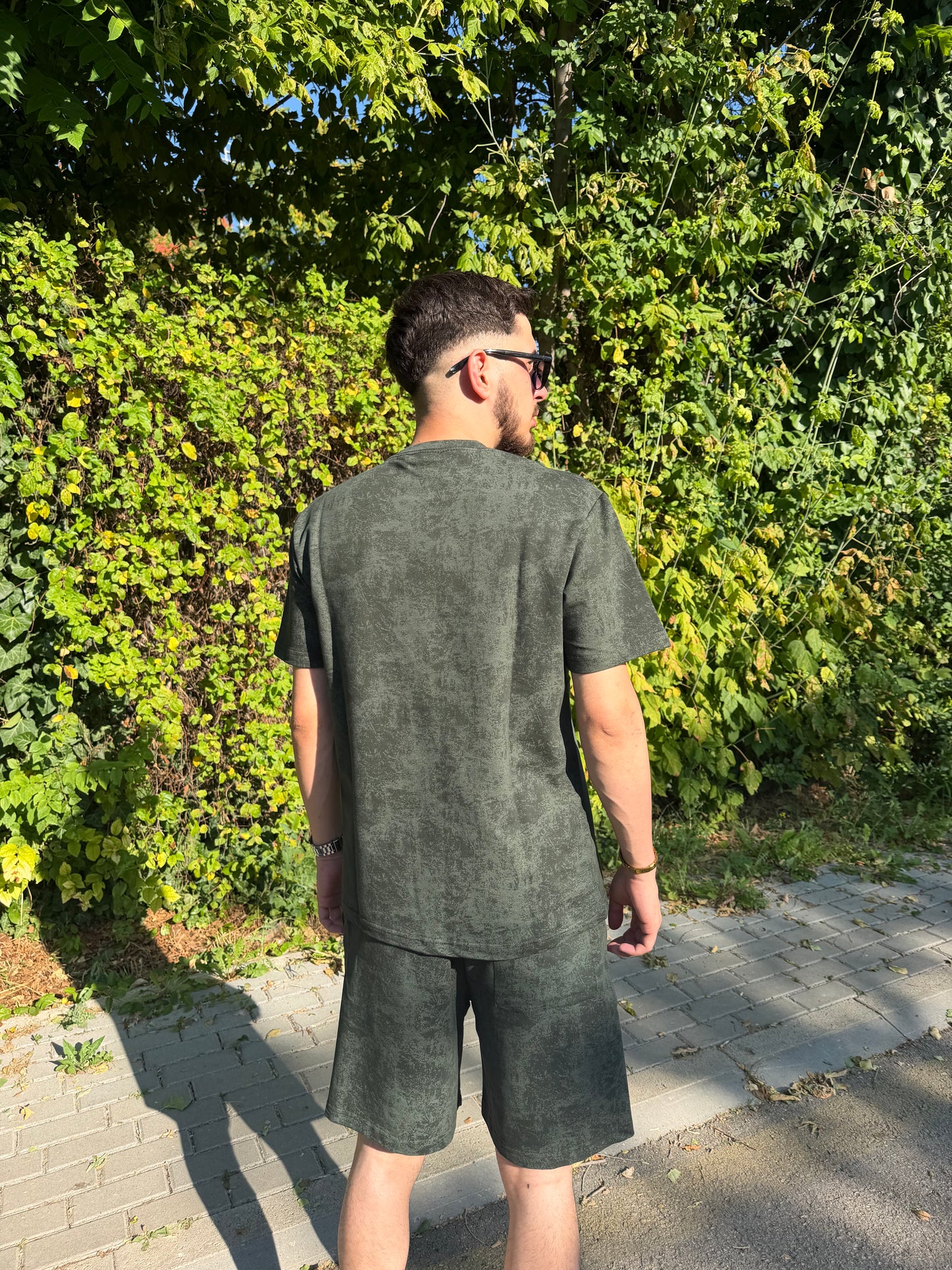 HILLS LABEL Erkek Premium T-Shirt & Şort Takım – Haki