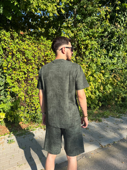 HILLS LABEL Erkek Premium T-Shirt & Şort Takım – Haki