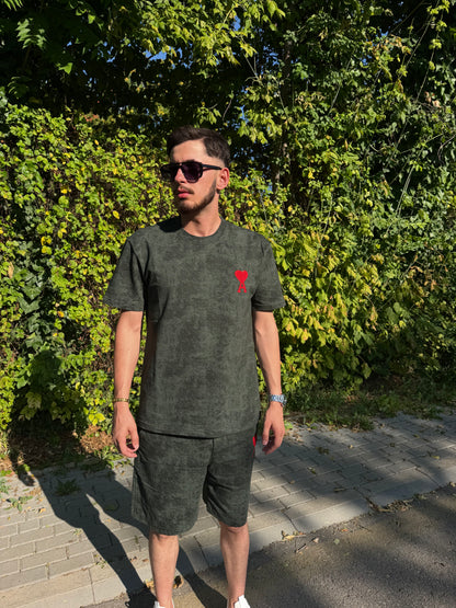 HILLS LABEL Erkek Premium T-Shirt & Şort Takım – Haki
