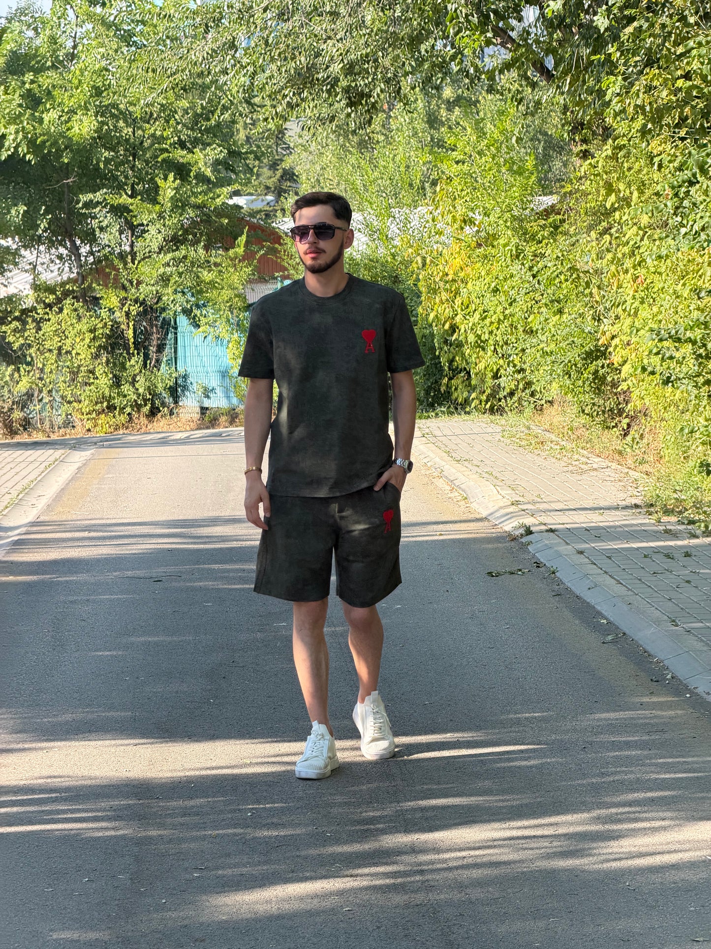 HILLS LABEL Erkek Premium T-Shirt & Şort Takım – Haki