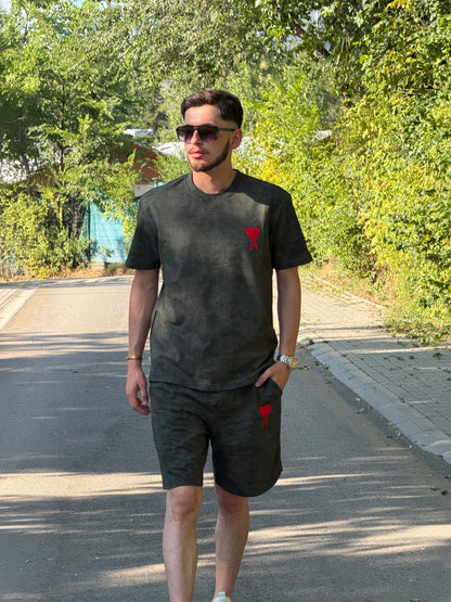 HILLS LABEL Erkek Premium T-Shirt & Şort Takım – Haki