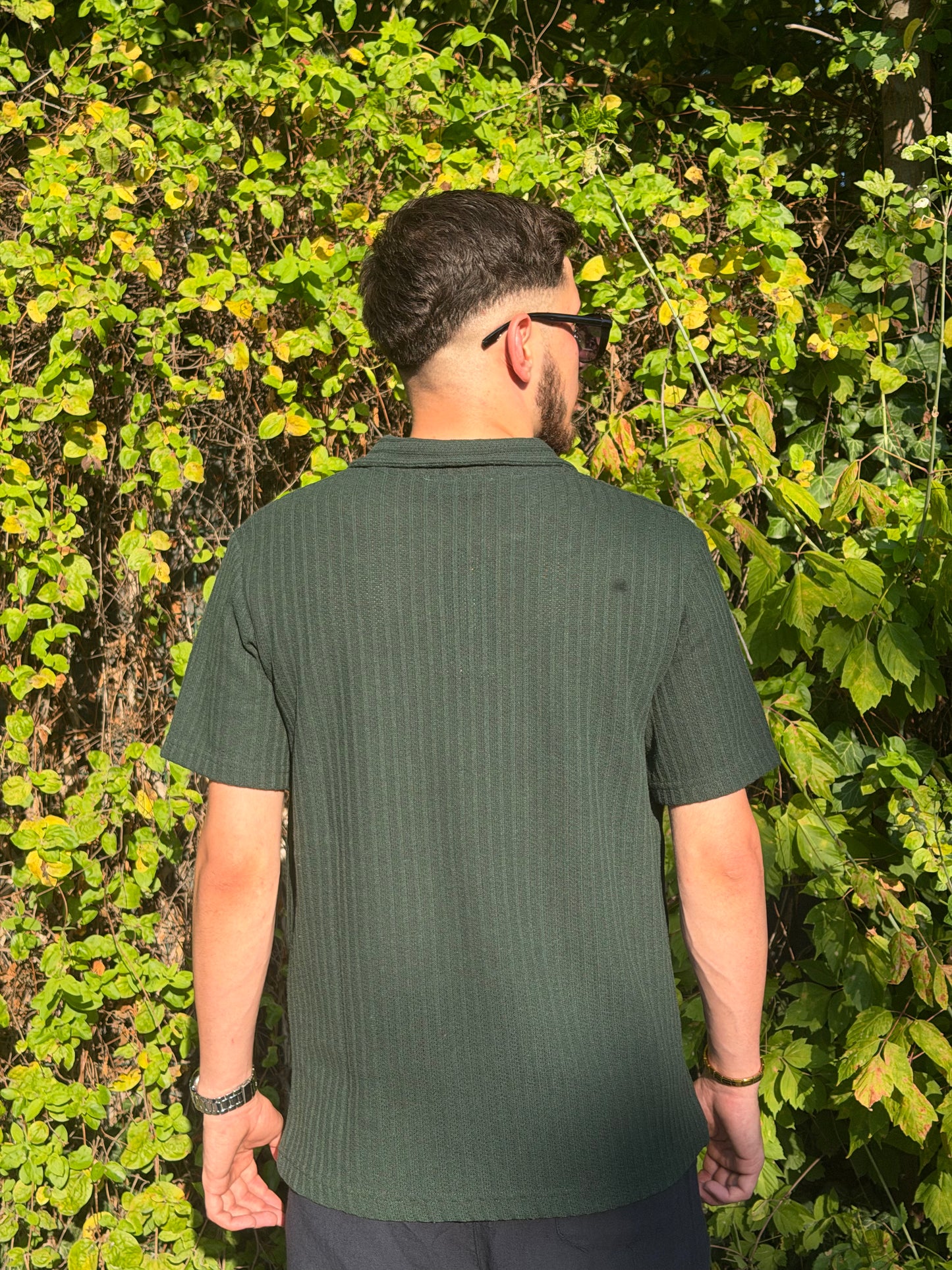 HILLS Koyu Yeşili Fitilli V Yaka Polo T-Shirt