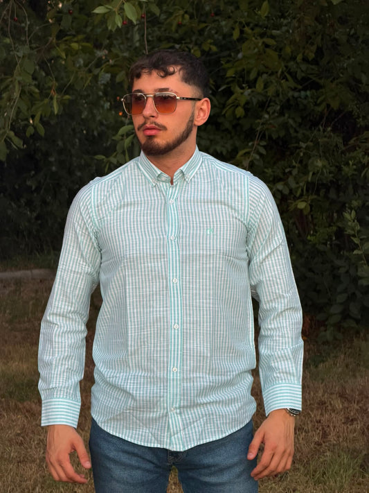 HILLS LABEL Erkek Mint Yeşili Kareli Slim Fit Gömlek