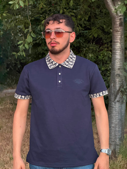 HILLS – Lacivert Desenli Yaka Detaylı Premium Polo