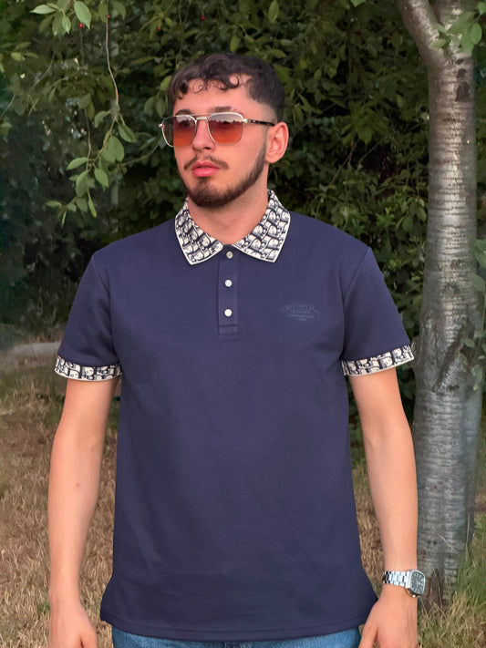 HILLS – Lacivert Desenli Yaka Detaylı Premium Polo