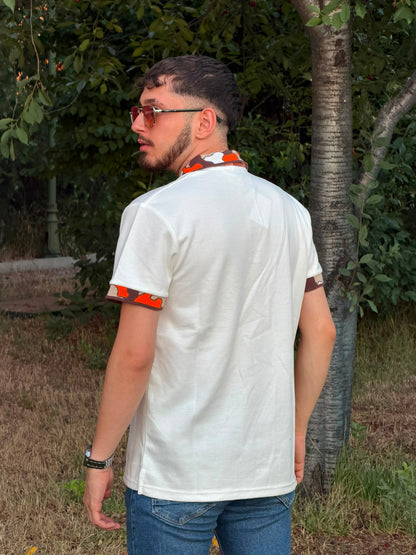 HILLS LABEL Horse Detaylı Desenli Yaka Polo Tişört – Ekru