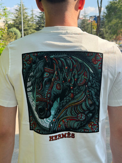 HILLS Zebra Desenli Grafik Baskılı Beyaz Tişört