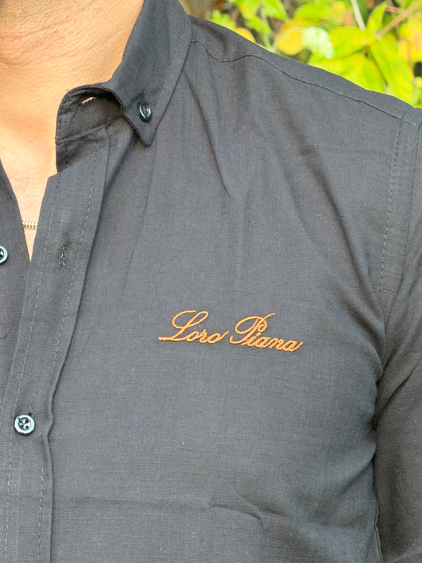 Loro Piana Baskı Detaylı Siyah Gömlek
