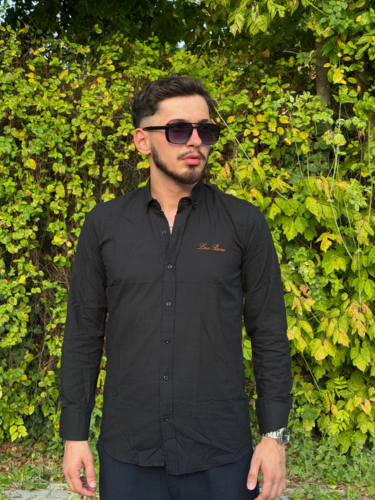 Loro Piana Baskı Detaylı Siyah Gömlek