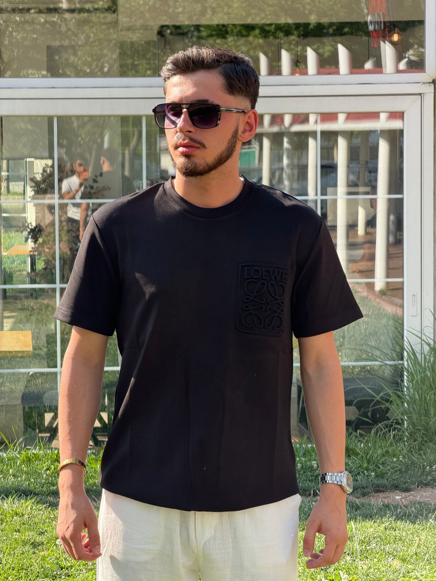 Loewe Baskılı Siyah Tişört
