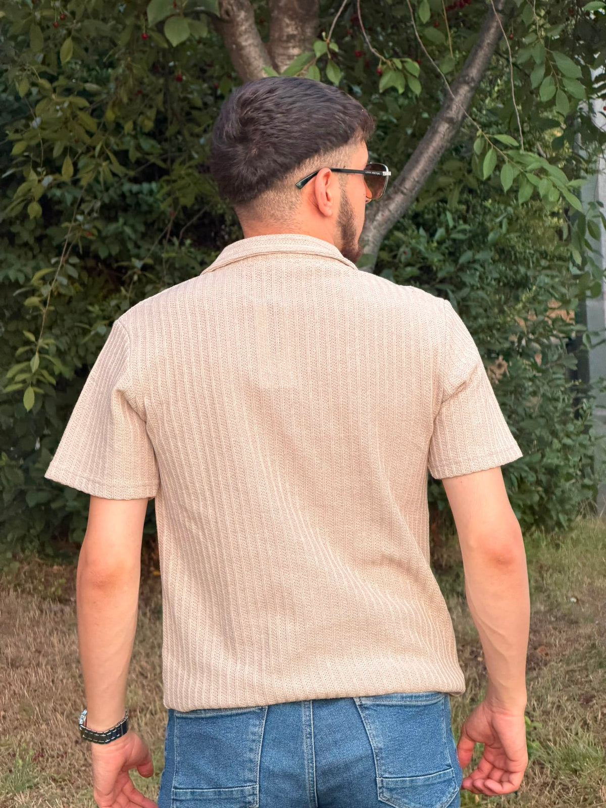 HILLS Koyu Yeşili Fitilli V Yaka Polo T-Shirt